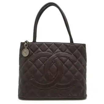 Walmart Pre-Owned Chanel Reproduction Tote Women's Shoulder Bag Caviar Skin Dark Brown (Good) offer