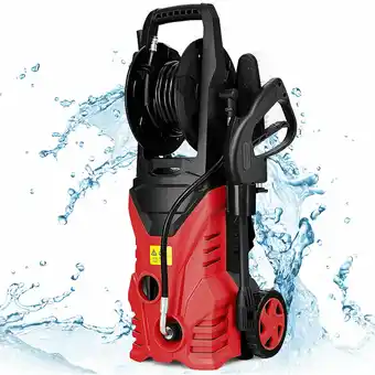 Walmart Costway 2030PSI Electric Pressure Washer Cleaner 1.7 GPM 1800W with Hose Reel Red offer