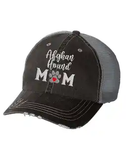 Walmart Women's Embroidered Dog Mom Distressed Baseball Cap, Black/Grey-Afghan Hound offer