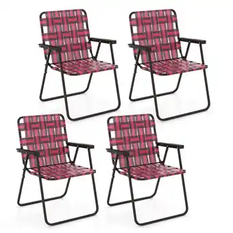 Walmart Costway 4PCS Folding Beach Chair Camping Lawn Webbing Chair Lightweight 1 Position Red offer