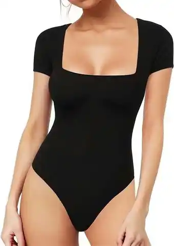 Walmart SOMER Body Suit Tummy Control Bodysuit Short Sleeve Tops Black Bodysuits for Women Clothing offer