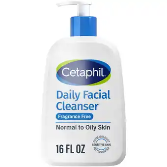 Walmart Cetaphil Daily Facial Cleanser for Sensitive, Combination to Oily Skin, 16 oz offer