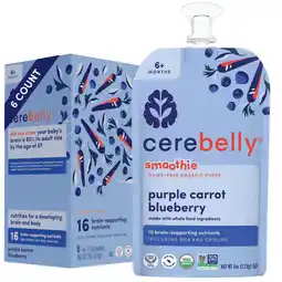 Walmart Cerebelly Organic Stage 2 Baby Food, Purple Carrot Blueberry, 4 oz Puree (6 Pack) offer