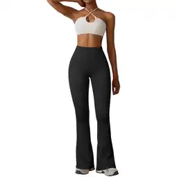 Walmart OQQ Women's one Piece Yoga Pants Ribbed Seamless Workout High Waist Bell Bottoms Flare Leggings offer