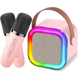 Walmart Homelectr Mini Karaoke Machine for Kids, 2 Wireless Mic, Bluetooth Karaoke Singing Speaker offer