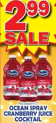 Bravo Supermarkets OCEAN SPRAY CRANBERRY JUICE COCKTAIL offer