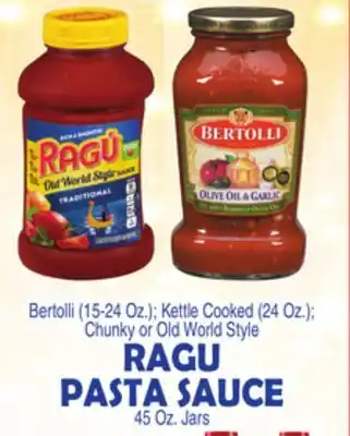 Bravo Supermarkets RAGU PASTA SAUCE 45 Oz. Jars offer