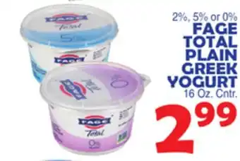 Bravo Supermarkets FAGE TOTAL PLAIN GREEK YOGURT offer