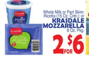 Bravo Supermarkets KRASDALE MOZZARELLA 8 Oz. Pkg offer