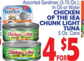 Bravo Supermarkets CHICKEN OF THE SEA CHUNK LIGHT TUNA 5 Oz. Cans offer