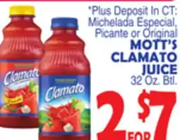 Bravo Supermarkets MOTT'S CLAMATO JUICE offer