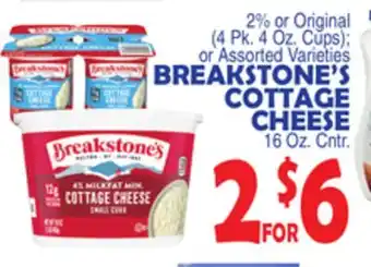 Bravo Supermarkets BREAKSTONE'S COTTAGE CHEESE 16 Oz. Cntr offer