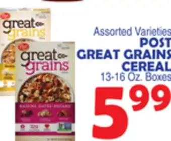 Bravo Supermarkets POST GREAT GRAINS CEREAL offer