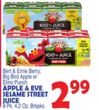 Bravo Supermarkets APPLE & EVE SESAME STREET JUICE offer