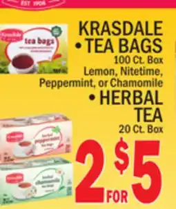 C Town KRASDALE TEA BAGS,HERBAL TEA offer