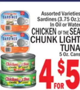 C Town CHICKEN OF THE SEA CHUNK LIGHT TUNA offer