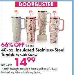 Boscov's 40-oz. Insulated Stainless-Steel Tumblers with Straw offer