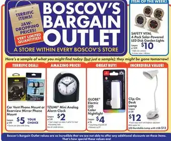 Boscov's SAFETY VITAL 4-Pack Solar-Powered LED Disk Garden Lights offer