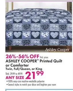 Boscov's ASHLEY COOPER Printed Quilt or Comforter offer