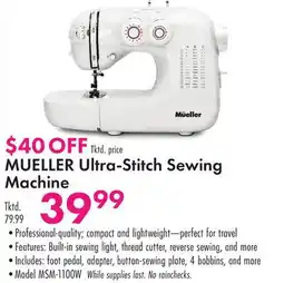 Boscov's MUELLER Ultra-Stitch Sewing Machine offer