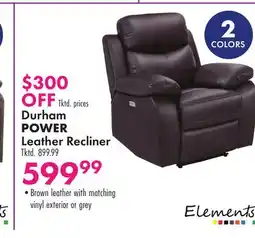 Boscov's Durham POWER Leather Recliner offer