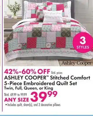 Boscov's ASHLEY COOPER Stitched Comfort 5-Piece Embroidered Quilt Set offer