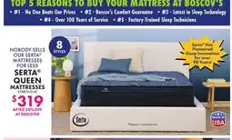 Boscov's SERTA QUEEN MATTRESSES offer