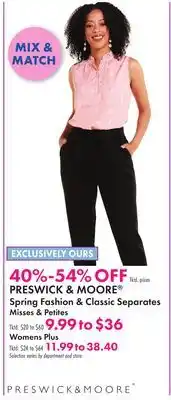 Boscov's PRESWICK & MOORE Spring Fashion & Classic Separates offer