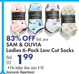 Boscov's SAM & OLIVIA Ladies 6-Pack Low Cut Socks offer