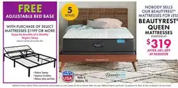 Boscov's BEAUTYREST QUEEN MATTRESSES offer