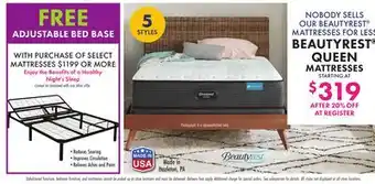 Boscov's BEAUTYREST QUEEN MATTRESSES offer