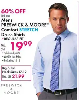 Boscov's Mens PRESWICK & MOORE Comfort STRETCH Dress Shirts offer