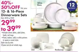 Boscov's 12-& 16-Piece Dinnerware Sets offer