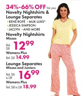 Boscov's Novelty Nightshirts & Lounge Misses offer