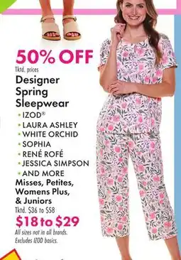 Boscov's Designer Spring Sleepwear offer