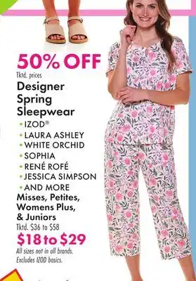 Boscov's Designer Spring Sleepwear offer