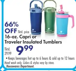 Boscov's 16-oz. Capri or Traveler Insulated Tumblers offer