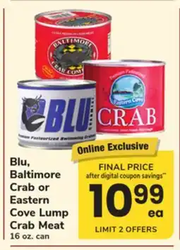 ACME Blu, Baltimore Crab or Eastern Cove Lump Crab Meat offer