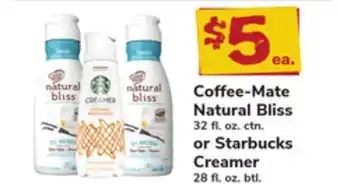 ACME Coffee-Mate Natural Bliss 32 fl. oz. ctn. or Starbucks Creamer 28 fl. oz. btl offer