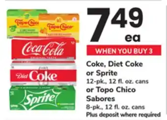 ACME Coke, Diet Coke or Sprite 12-pk., 12 fl. oz. cans or Topo Chico Sabores 8-pk., 12 fl. oz. cans offer