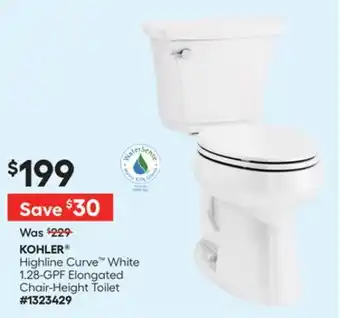 Lowe's Highline Curve White 1.28-GPF Elongated Chair-Height Toilet offer