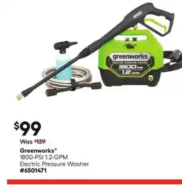 Lowe's Greenworks 1800-PSI 1.2-GPM Electric Pressure Washer offer