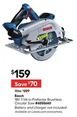 Lowe's 18V 7-1/4-in Profactor Brushless Circular Saw offer