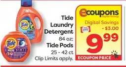 Weis Markets Tide Laundry Detergent 84 oz Tide Pods 25-42 ct offer