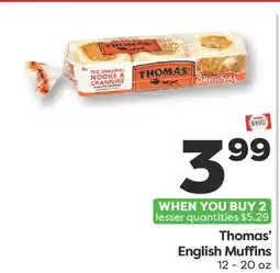 Weis Markets Thomas' English Muffins offer