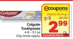 Weis Markets Colgate Toothpaste offer