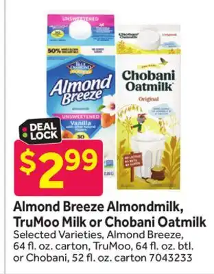 Stop&Shop Almond Breeze Almondmilk, TruMoo Milk or Chobani Oatmilk offer