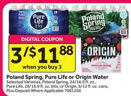 Stop&Shop Poland Spring, Pure Life or Origin Water offer