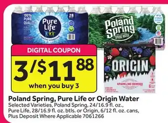 Stop&Shop Poland Spring, Pure Life or Origin Water offer