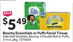 Stop&Shop Bounty Essentials or Puffs Facial Tissue offer